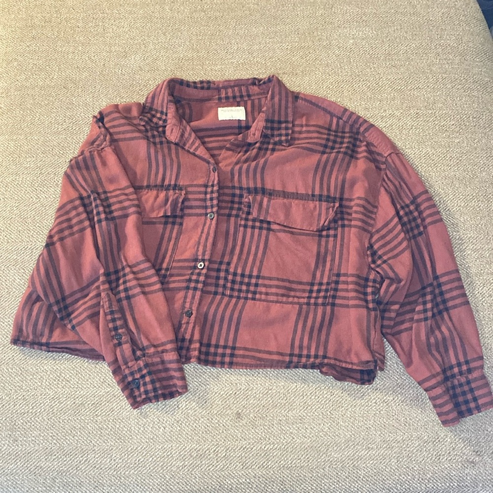 Abercrombie &Fitch Soft A&F Collection womens cropped flannel